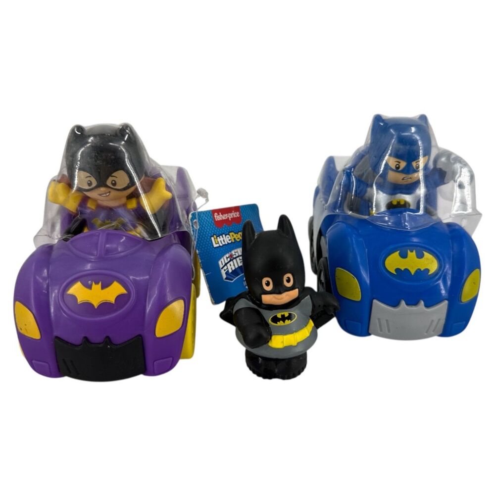 Batman Little People Lot of 3 Fisher Price batmobile batgirl Robin